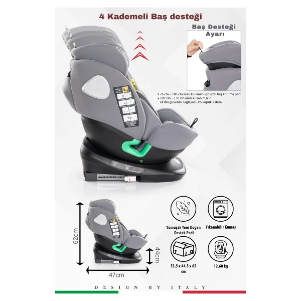 Prego Tronfix I-Size Gri 0-36 Kg Oto Koltuğu - Görsel 2