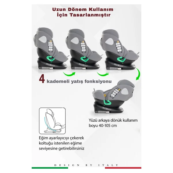 Prego Tronfix I-Size Gri 0-36 Kg Oto Koltuğu - Görsel 3