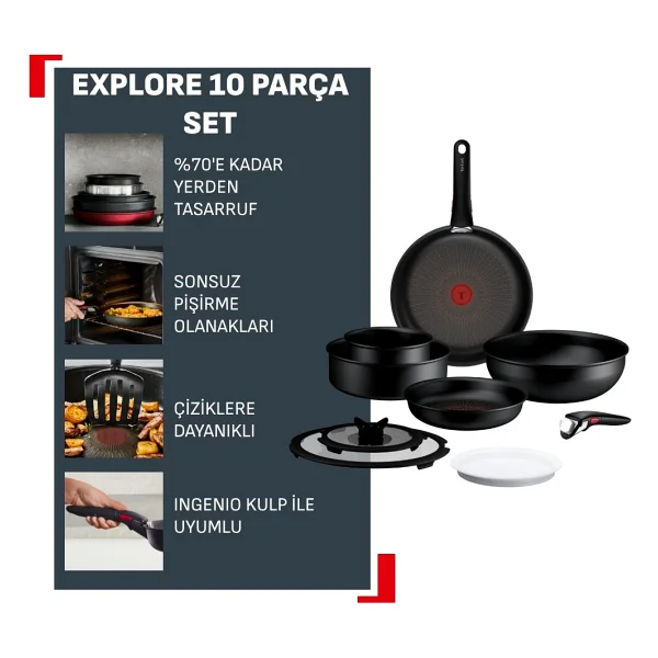 Tefal Ingenio Explore Fusion Core 9x 10 Parça Büyük Tava Ve Tencere Seti - Görsel 4