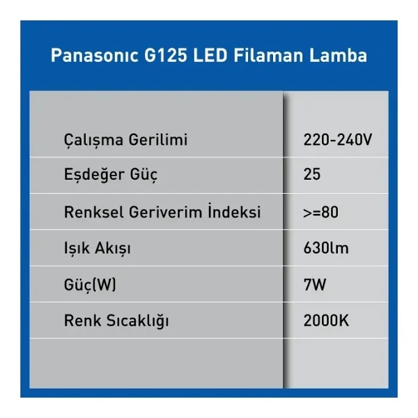 Panasonic G95 Sarı Işık 7 W E27 Rustik LED Ampul - Görsel 4