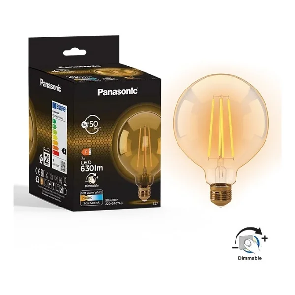 Panasonic G125 Sarı Işık Dimmerli 7 W-50 W E27 Rustik LED Ampul - Görsel 5