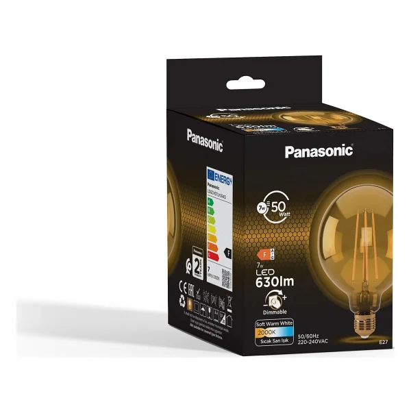 Panasonic G125 Sarı Işık Dimmerli 7 W-50 W E27 Rustik LED Ampul - Görsel 2