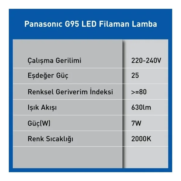 Panasonic G125 Sarı Işık Dimmerli 7 W-50 W E27 Rustik LED Ampul - Görsel 4