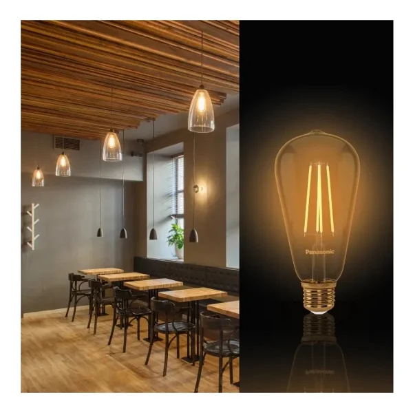 Panasonic St64 Sarı Işık Dimmerli 7 W-60 W E27 Rustik LED Ampul - Görsel 3