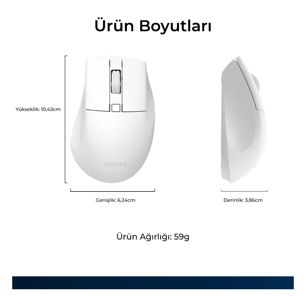 Philips Spk7528w Beyaz Sessiz Optik Kablosuz Mouse - Görsel 4