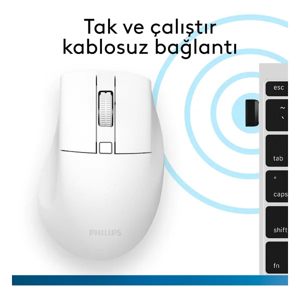 Philips Spk7528w Beyaz Sessiz Optik Kablosuz Mouse - Görsel 7