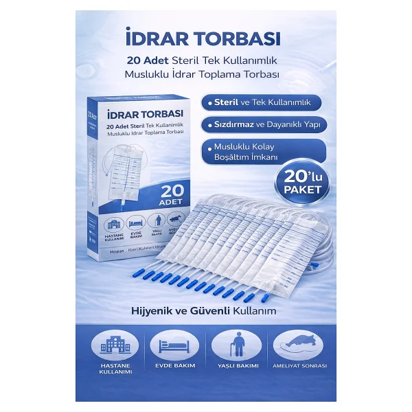 İdrar Torbası Steril Medikal İdrar Toplama Torbası 20 Adet - Görsel 2