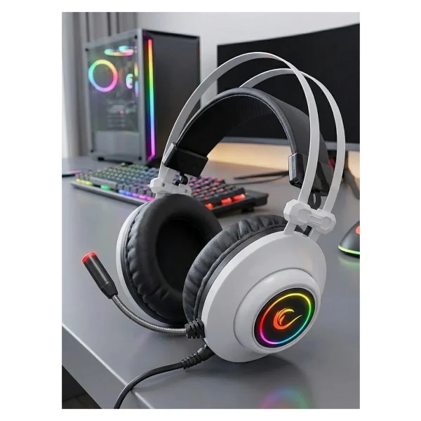 Rampage Pulsar Rm-K1 Beyaz RGB 7.1 USB Kablolu Kulak Üstü Oyuncu Kulaklığı - Görsel 10