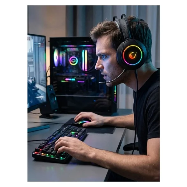 Rampage Rm-K45 Orbit-S Siyah RGB 7.1 Kablolu Mikrofonlu Kulak Üstü Oyuncu Kulaklığı - Görsel 9