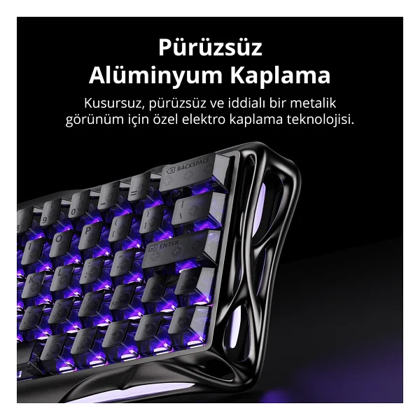Gravastar Mercury V60 Pro Gunmetal Deluxe Edition RGB %60 Tkl Ufo Magnetic Switch Kablolu Mekanik Oyuncu Klavyesi - Görsel 6