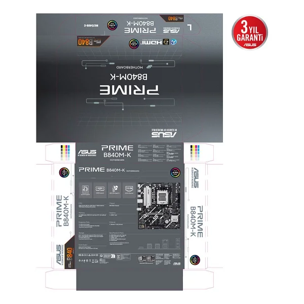 Asus Prime B840m-K AMD Am5 DDR5 Micro Atx Anakart - Görsel 4