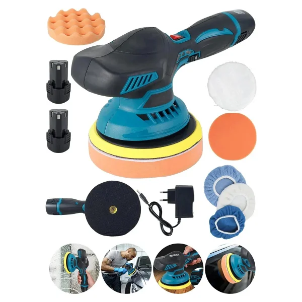 Moonshop Japan Taknoloj 88 V Li-Ion Çift Akülü 6 Kademe Devir Ayarlı Pasta Cila Polisaj Zımpara Makinesi.. - Görsel 2