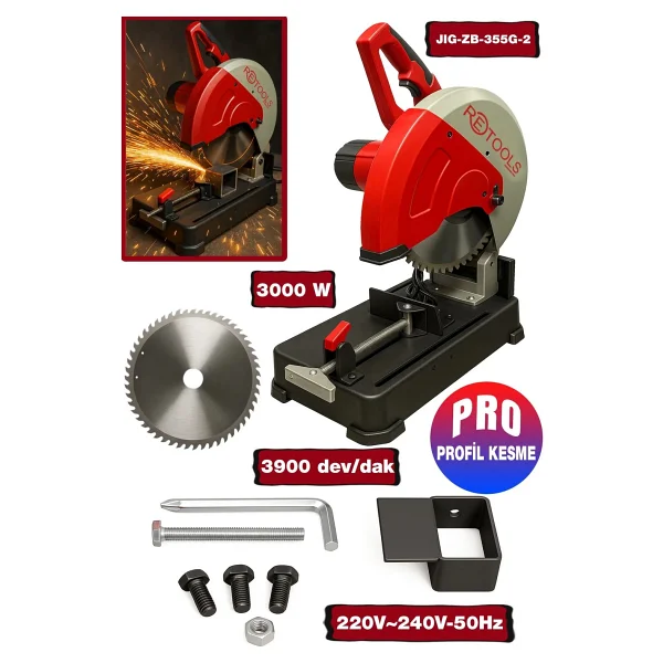 Retools Jıg-Zb-355g-2 Bordo Elmas Uçlu Profil Kesme Makinesi - Görsel 3