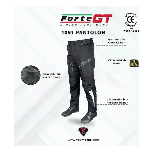 Forte Gt 1091 Korumalı Siyah Motosiklet Pantolonu - Görsel 5