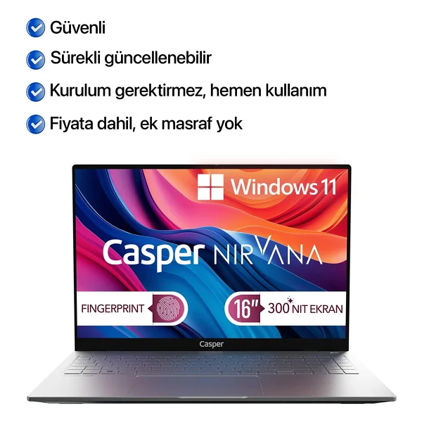 Casper Nirvana S100 I7-13620h 12gb DDR5 1tb W11h 16" S100.1362-Af00a-G-F - 1 TB - 12 GB - Görsel 2