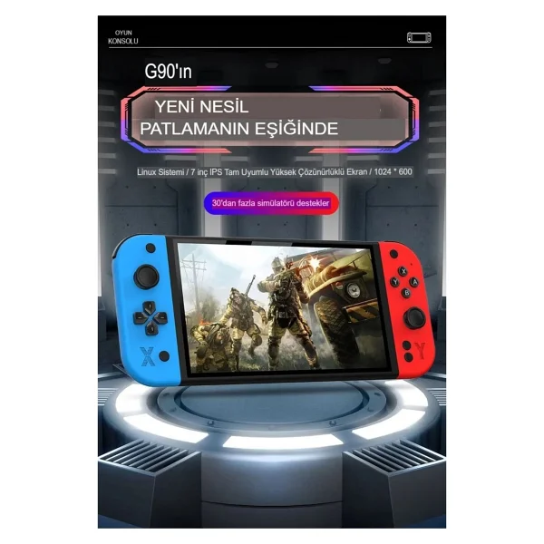 G90 7 İnç Ips HD Ekran Oyun Konsolu Linux İşletim Ve Çoklu Sistem Emülatörü Arcade Oyun Konsolu - Görsel 6