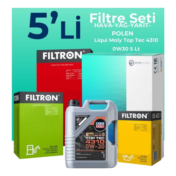 Filtron Ford Focus 1.5 Dizel Filtre Bakım Seti Liqui Moly Motor Yağlı (2014-2017) 5 Li - Görsel 2