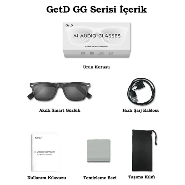 Get D Getd Gg13litec3 Akıllı Gözlük - Çeviri, Müzik Ve Arama Özellikli Bluetooth Gözlük(Kamerasız) - Görsel 3