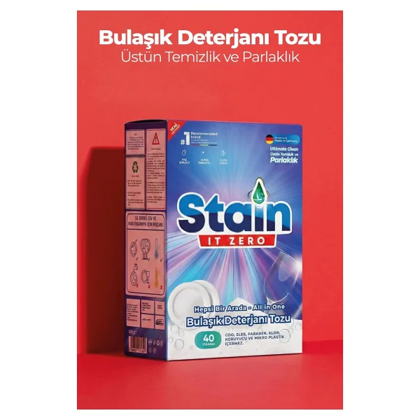 Stain It Zero Bulaşık Deterjanı Tozu 40 Yıkama 800 Gr - Görsel 7