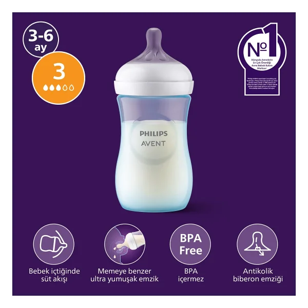 Philips Avent Scy903/21 Natural Response Pp 260 Ml Mavi Biberon - Görsel 2