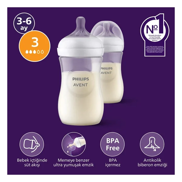 Philips Avent Scy903/02 Natural Response Pp 260 Ml 2'li Biberon - Görsel 2