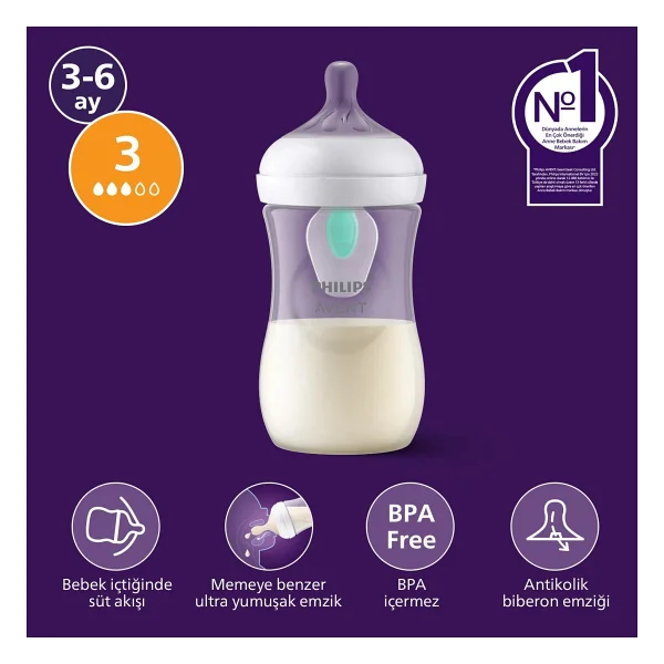 Philips Avent Scy673/01 Natural Response Airfree Valfli Biberon 260 Ml - Görsel 3