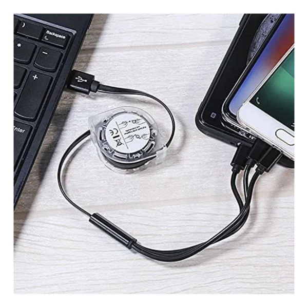 Alfais 6002 USB To Type-C Micro USB Lightning Çoklu Şarj Kablosu Universal Makaralı 3'ü 1 Arada - Görsel 5