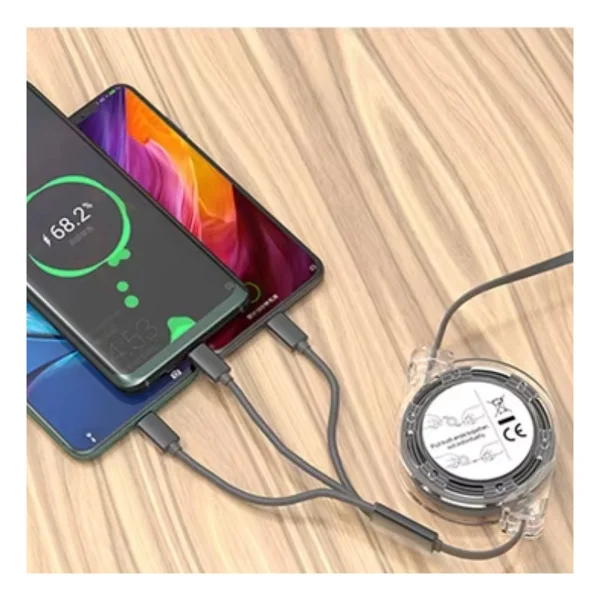 Alfais 6002 USB To Type-C Micro USB Lightning Çoklu Şarj Kablosu Universal Makaralı 3'ü 1 Arada - Görsel 6