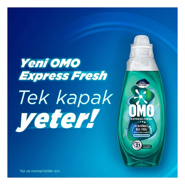 Omo Express Fresh Kötü Koku Karşıtı Beyazlar Ve Renkliler İçin Sıvı Deterjan 840 Ml - Görsel 8
