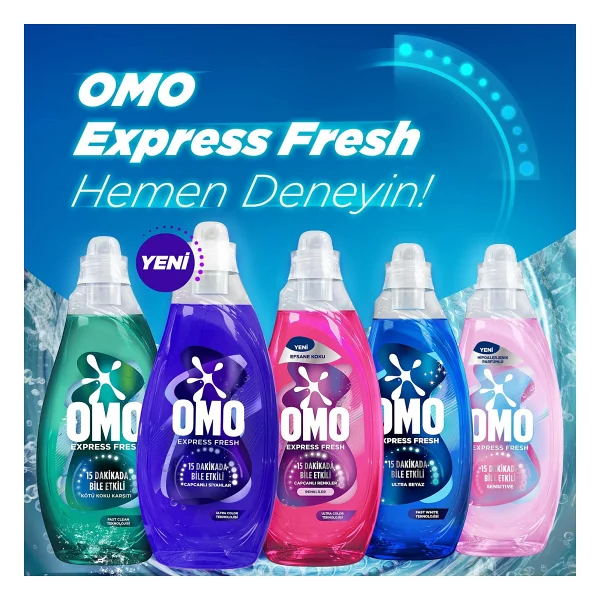 Omo Express Fresh Kötü Koku Karşıtı Beyazlar Ve Renkliler İçin Sıvı Deterjan 840 Ml - Görsel 9