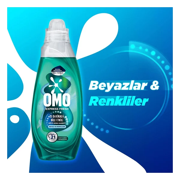 Omo Express Fresh Kötü Koku Karşıtı Beyazlar Ve Renkliler İçin Sıvı Deterjan 840 Ml - Görsel 5