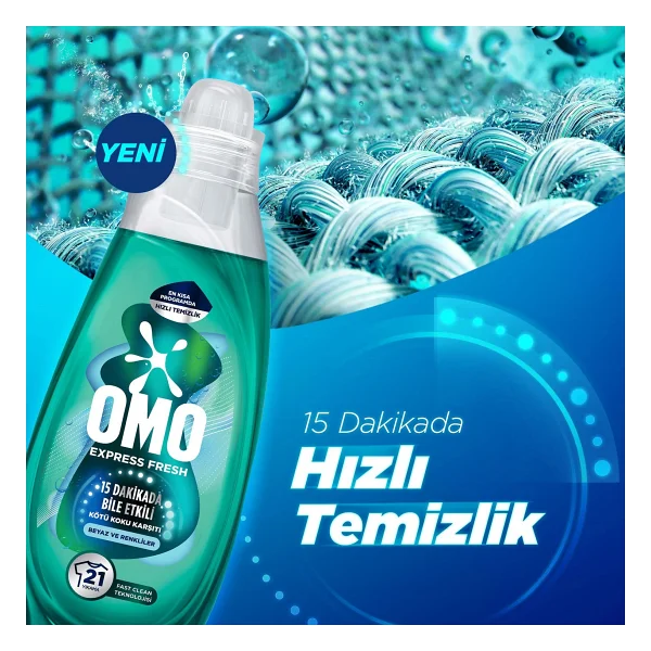 Omo Express Fresh Kötü Koku Karşıtı Beyazlar Ve Renkliler İçin Sıvı Deterjan 840 Ml - Görsel 3