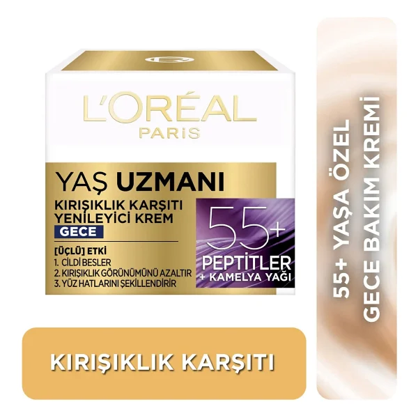 L'oreal Paris Yaş Uzmanı 55+ Peptitler Kırışıklık Karşıtı 50 Ml Gece Kremi - Görsel 4