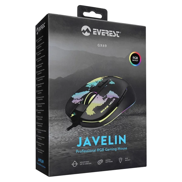 Everest Gx69 Javelin RGB Optik Kablolu Oyuncu Mouse - Görsel 6