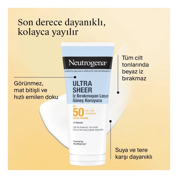 Neutrogena Ultra Sheer Nemlendirici 200 Ml 50 Faktör Güneş Losyonu - Görsel 5