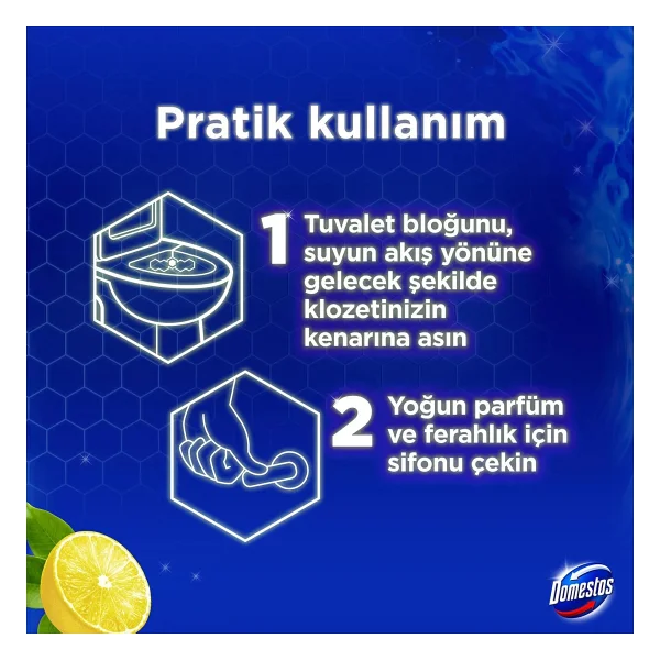 Domestos WC Blok Yoğun Parfümlü Limon Bahçesi 2x50g - Görsel 6