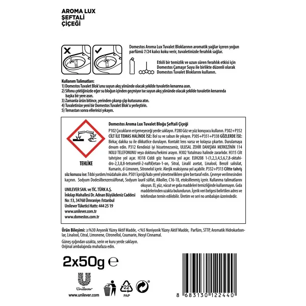Domestos Aroma Lux Şeftali Çiçeği Tuvalet Bloğu 100 Gr - Görsel 8