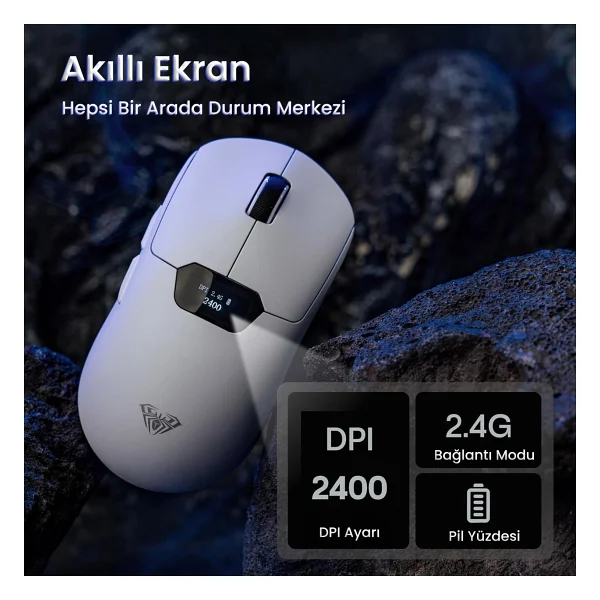 Aula Sc390 Beyaz Şarjlı Optik Kablolu/Kablosuz Oyuncu Mouse - Görsel 4