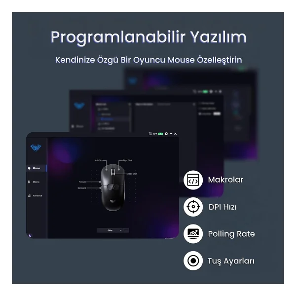 Aula Sc390 Beyaz Şarjlı Optik Kablolu/Kablosuz Oyuncu Mouse - Görsel 8