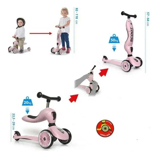 Scoot And Ride Highwaykick 1 Pembe 3 Tekerlekli Oturaklı Çocuk Scooter - Görsel 5