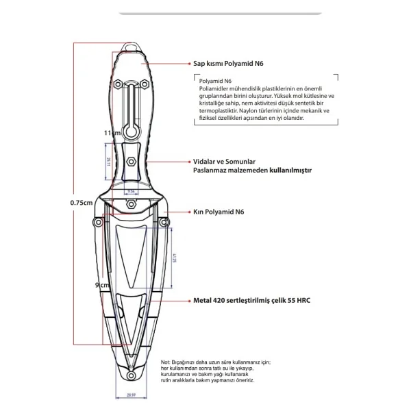 Questsub Spearo Dalış Bıçağı Sarı 420 Kalite Paslanmaz Çelik 8.5 Cm Keskin Ağızlı - Görsel 9