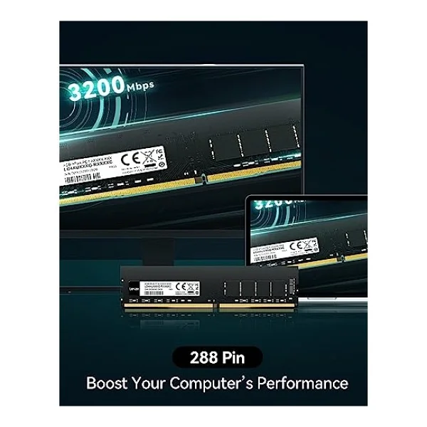 Lexar Udımm DDR4 RAM 16 GB, 3200 MHz RAM DDR4, 288 Pinli U-Dımm Masaüstü Belleği, Yüksek Performanslı Bilgisayar Belleği, PC RAM Modülü Yükseltmesi, Yüksek Performanslı Bellek, Cl22-22-22-52, 1,2v - Görsel 3