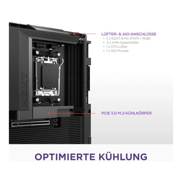 NZXT N7 B850 N7-B85XT-B1 Wi-Fi AMD AM5 DDR5 ATX Anakart - Görsel 3