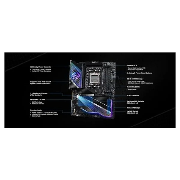Asrock X870E PG Nova Wi-Fi AMD AM5 DDR5 ATX Anakart - Görsel 3