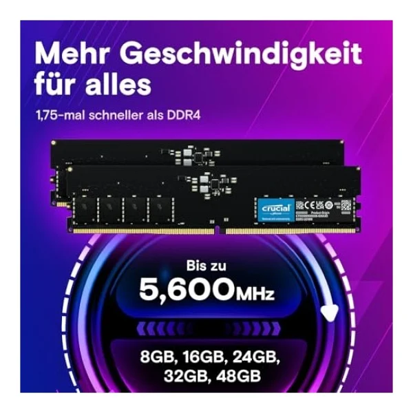 Crucial 32 GB (2x16) 4800 MHz Cl40 Ct2k16g48c40u5 DDR5 RAM - Görsel 3