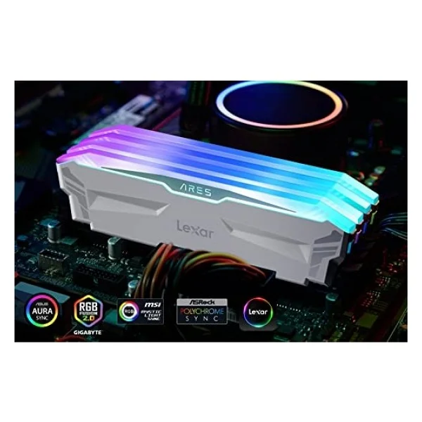 Lexar Ares RGB DDR4 RAM 16 GB Kit (8 GB X 2) 4000 MHz, Dram 288 Pimli U-Dımm Masaüstü Belleği, Xmp 2.0 Yüksek Performanslı RAM, Cl18-22-22-42, Pc4-32000, Beyaz (Ld4eu008g-R4000gdwa) - Görsel 3