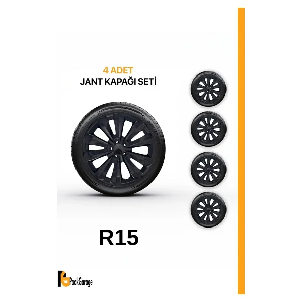 Fiat Mirafiori 15'' Inç Jant Kapağı (4 Adet) Siyah S109 - Görsel 5