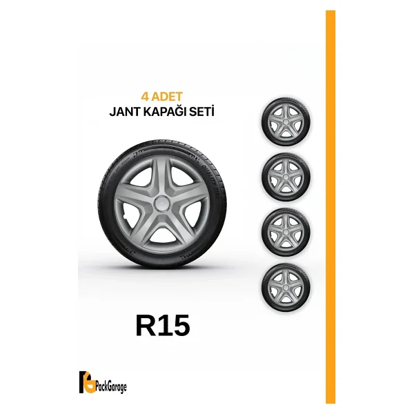 Fiat Palio 15 Inç Jant Kapağı (4 Adet) Gri G104 - Görsel 5