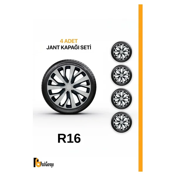 Fiat 16'' Inç Jant Kapağı (4 Adet) Siyah Gri C112 - Görsel 5