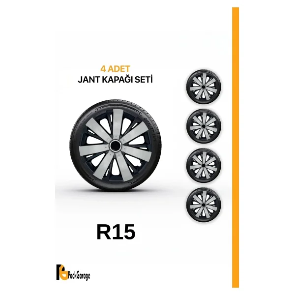 Mitsubishi Lancer Evo 15'' Inç Jant Kapağı (4 Adet) Siyah Gri C109 - Görsel 5